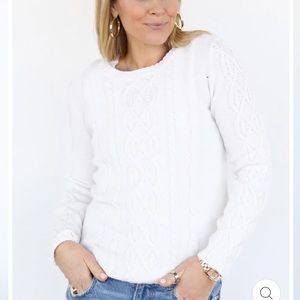 Burgess Jane cable knit cotton cashmere sweater, large